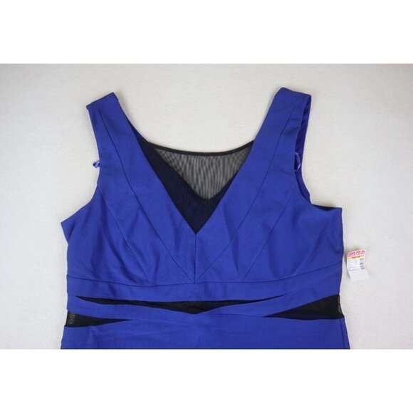 WOMEN'S BLUE BODYCON SHEATH PARTY DRESS MESH CUT-OUTS - DEB - SIZE 24W - - Picture 3 of 6